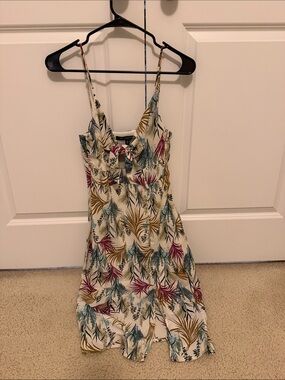 Floral Print Spaghetti Strap Midi Dress - Cream
